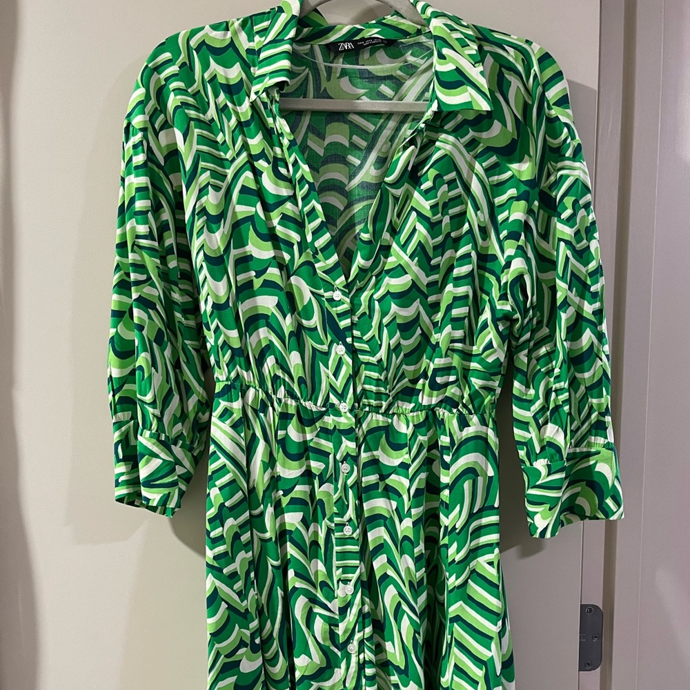 Zara Printed Dress with Collar